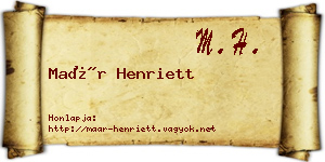 Maár Henriett névjegykártya
